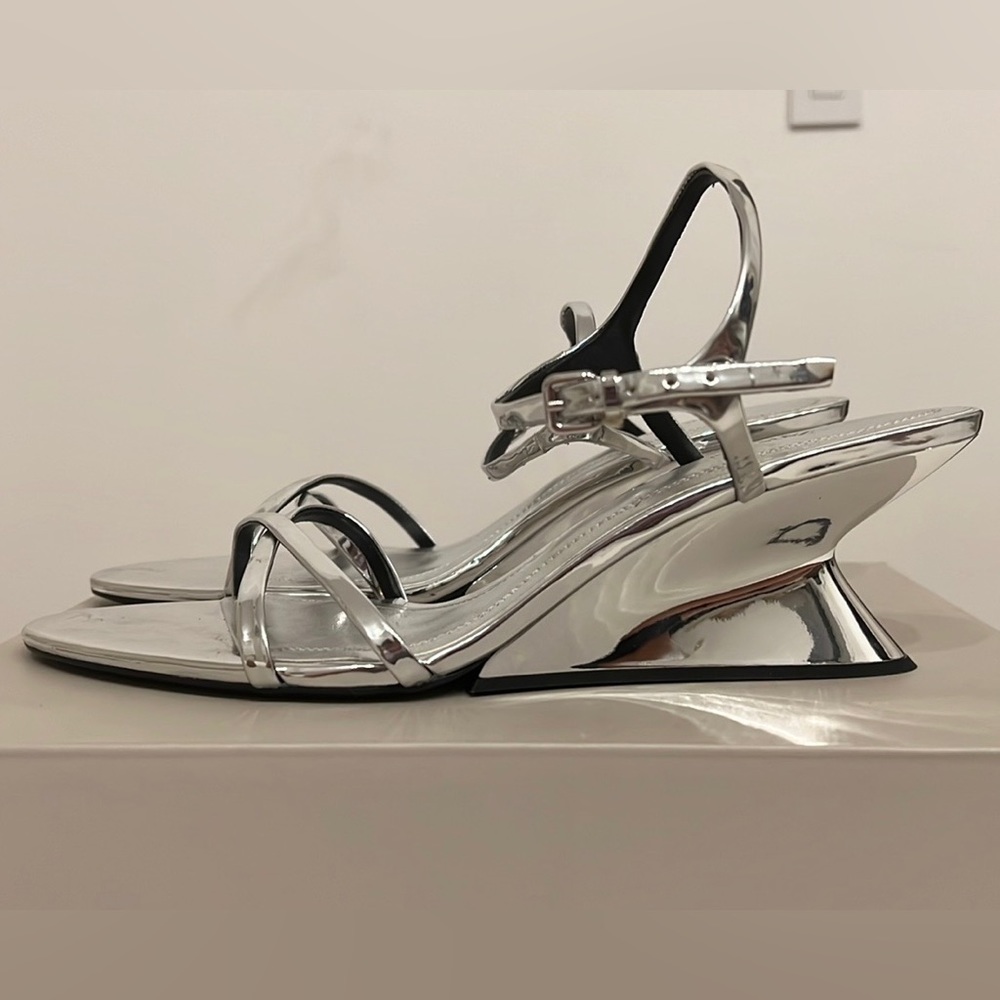Zara Silver Metallic Wedge Sandals